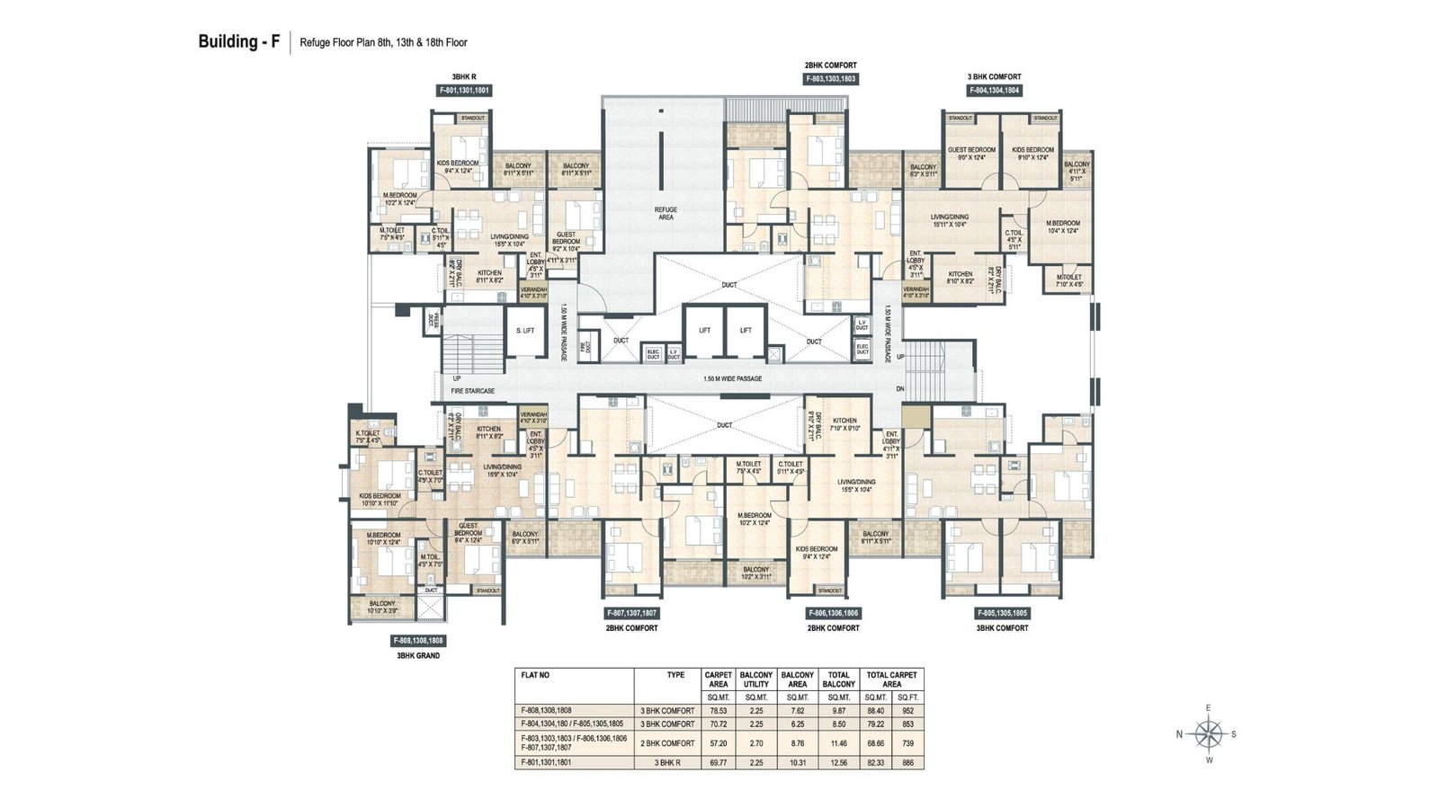 Mangalam-Midas-City-Typical-Floor-Plan-Building-F-Refuge-Floor-Plan
